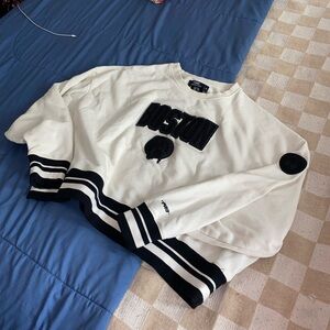 White and Black Cropped Sweatshirt